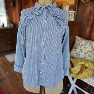 Women's Long Sleeve Pinstripe Button Down Shirt Large